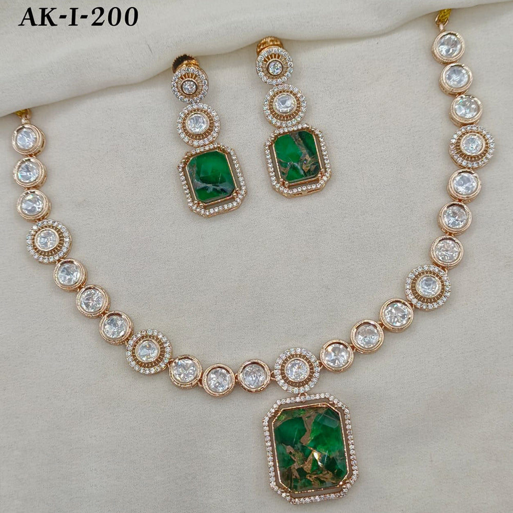 Amoliya Jewels Gold Plated Polki Kundan And Druzy Stone Necklace Set