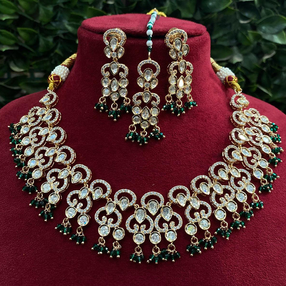 Amoliya Jewels Gold Plated Polki Kundan Stone Necklace Set