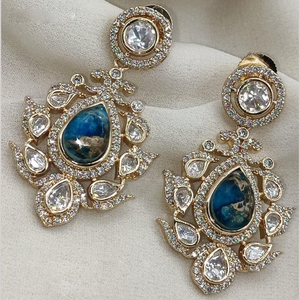 Amoliya Jewels Gold Plated Polki Kundan Dangler Earrings