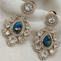 Amoliya Jewels Gold Plated Polki Kundan Dangler Earrings