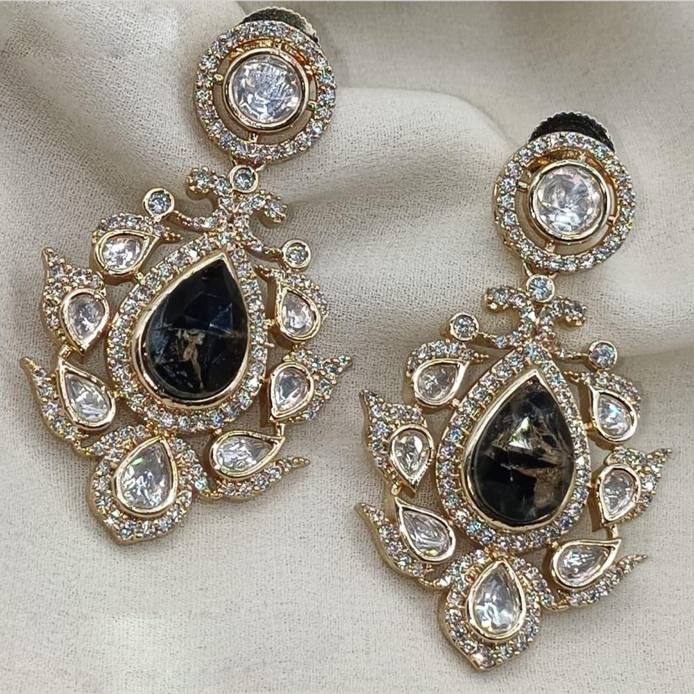 Amoliya Jewels Gold Plated Polki Kundan Dangler Earrings