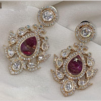 Amoliya Jewels Gold Plated Polki Kundan Dangler Earrings