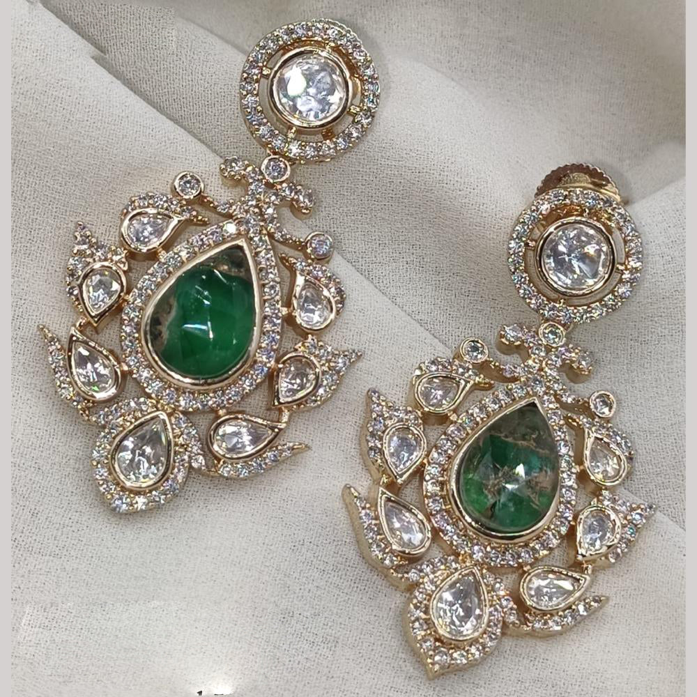 Amoliya Jewels Gold Plated Polki Kundan Dangler Earrings