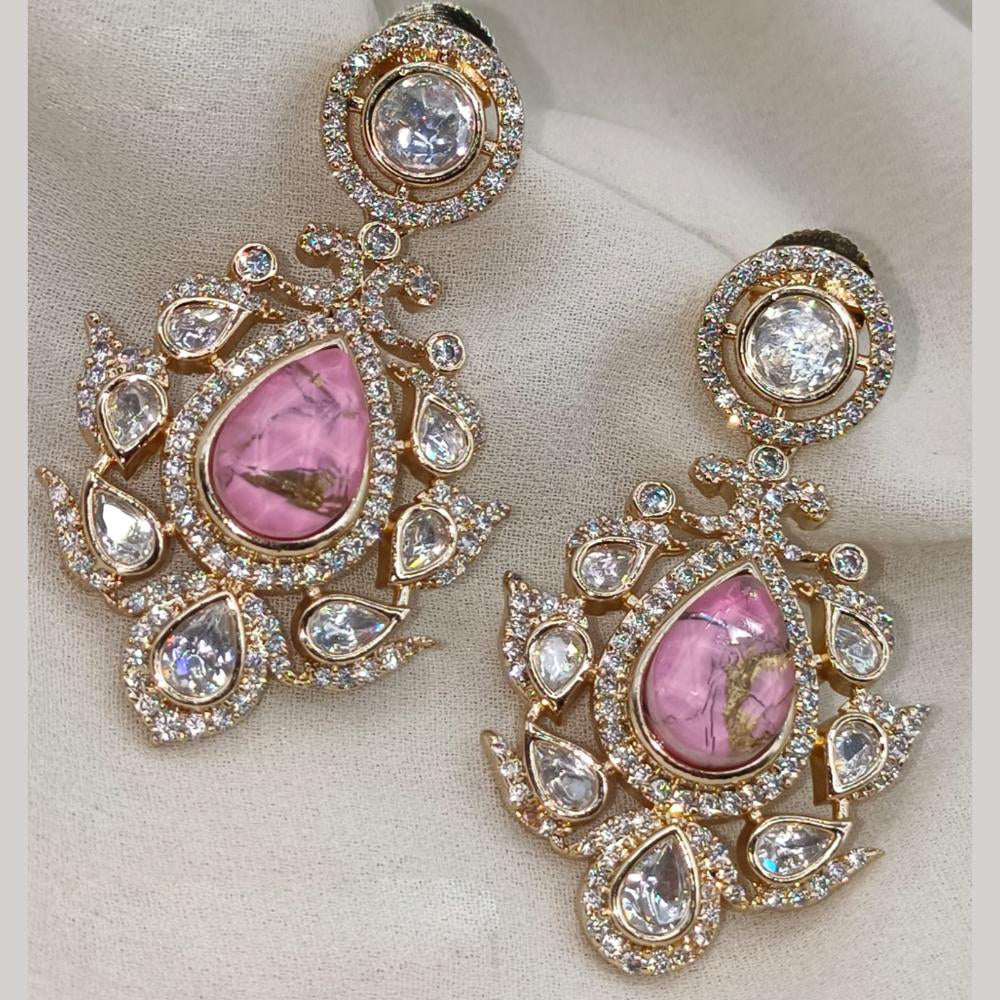 Amoliya Jewels Gold Plated Polki Kundan Dangler Earrings