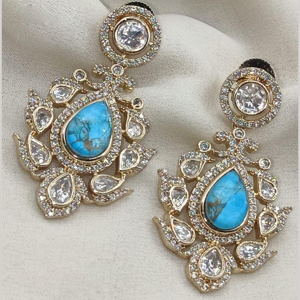 Amoliya Jewels Gold Plated Polki Kundan Dangler Earrings
