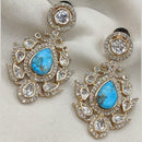 Amoliya Jewels Gold Plated Polki Kundan Dangler Earrings