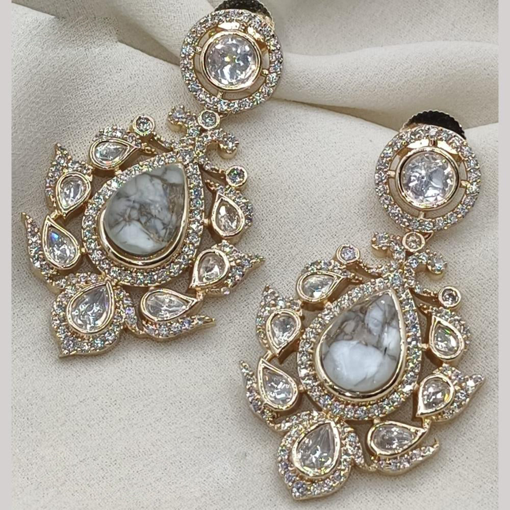 Amoliya Jewels Gold Plated Polki Kundan Dangler Earrings
