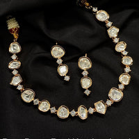 Amoliya Jewels Gold Plated Kundan And Austrain Stone Necklace Set 