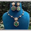 Amoliya Jewels Gold Plated Druzy Stone Necklace Set 