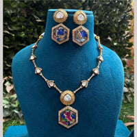 Amoliya Jewels Gold Plated Druzy Stone Necklace Set