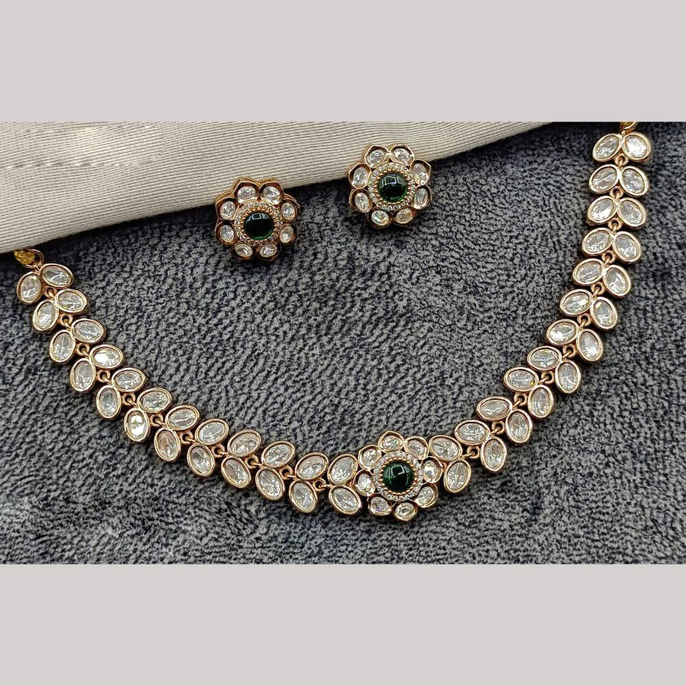 Amoliya Jewels Gold Plated Polki Kundan Necklace Set
