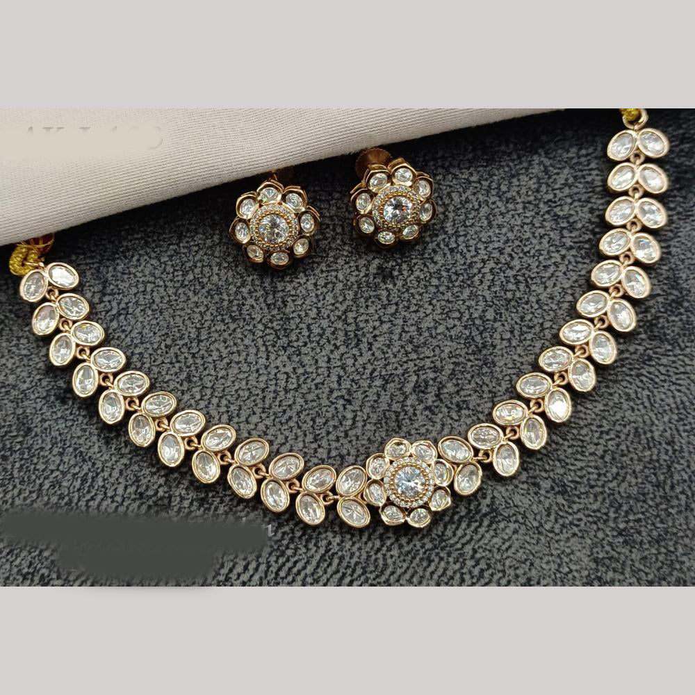 Amoliya Jewels Gold Plated Polki Kundan Necklace Set