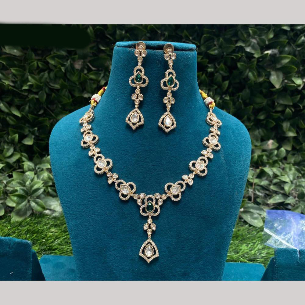 Amoliya Jewels Gold Plated Kundan And Austrain Stone Necklace Set