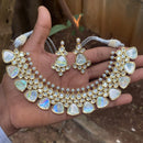 Amoliya Jewels Gold Plated Polki Kundan And Pearl  Necklace Set 