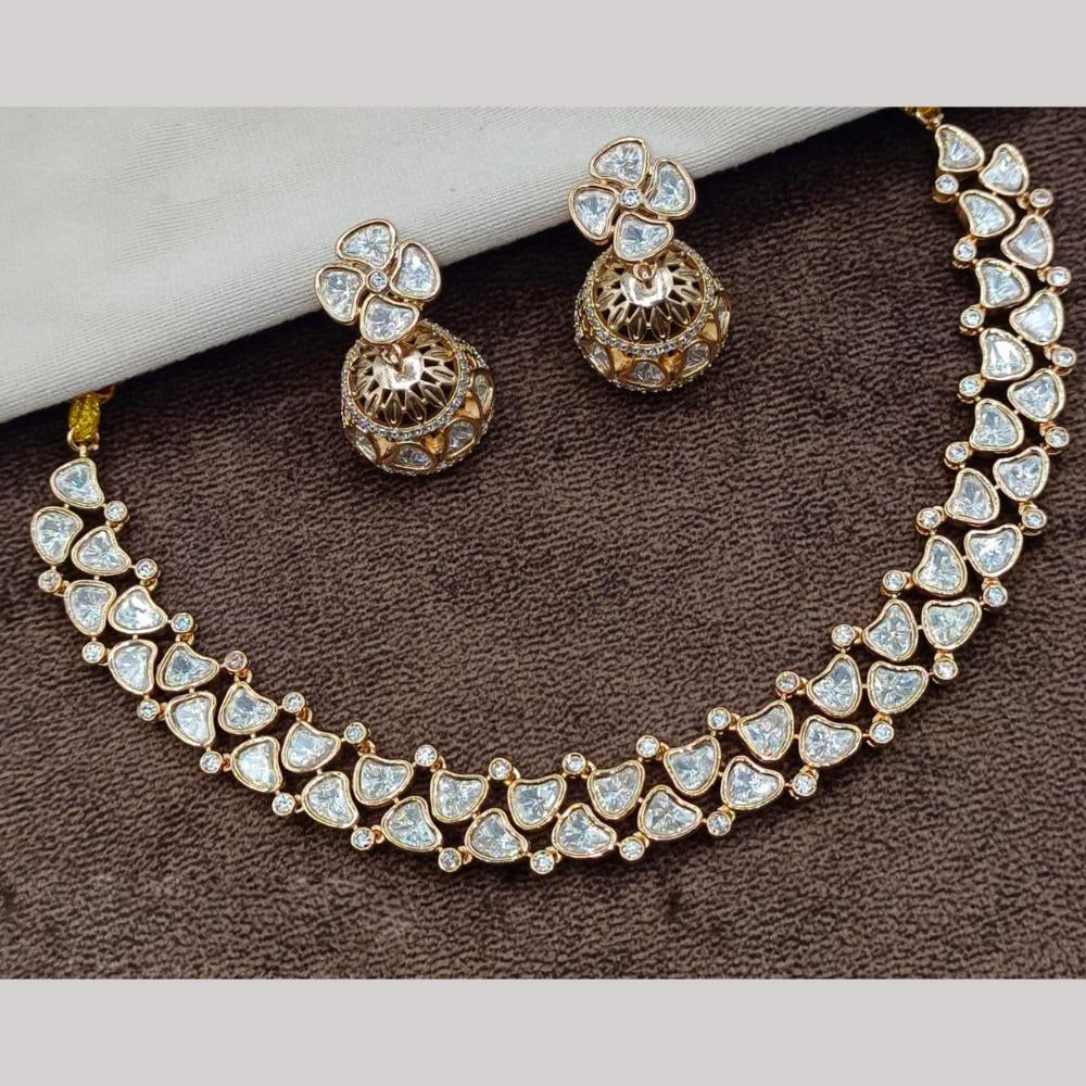 Amoliya Jewels Gold Plated Polki Kundan Necklace Set