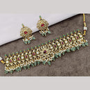 Amoliya Jewels Gold Plated Kundan And Beads Choker Necklace Set