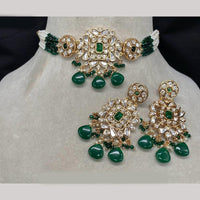 Amoliya Jewels Gold Plated Polki Kundan And Beads Choker Necklace Set 