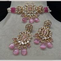 Amoliya Jewels Gold Plated Polki Kundan And Beads Choker Necklace Set
