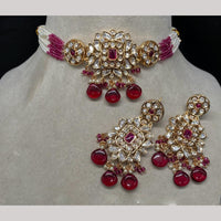 Amoliya Jewels Gold Plated Polki Kundan And Beads Choker Necklace Set