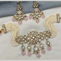 Amoliya Jewels Gold Plated Polki Kundan And Beads Choker Necklace Set