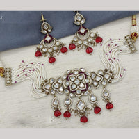 Amoliya Jewels Gold Plated Polki Kundan And Beads Choker Necklace Set