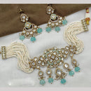 Amoliya Jewels Gold Plated Polki Kundan And Beads Choker Necklace Set