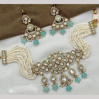 Amoliya Jewels Gold Plated Polki Kundan And Beads Choker Necklace Set