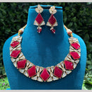 Amoliya Jewels Gold Plated Polki Kundan Necklace Set