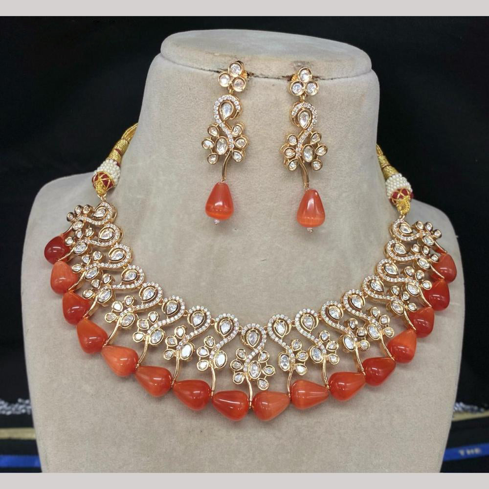 Amoliya Jewels Gold Plated Polki Kundan And Beads Necklace Set