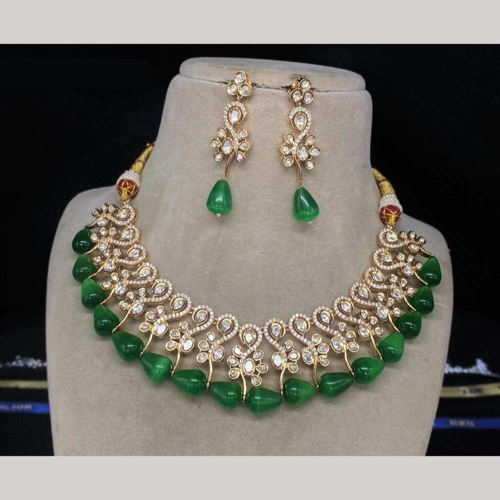 Amoliya Jewels Gold Plated Polki Kundan And Beads Necklace Set