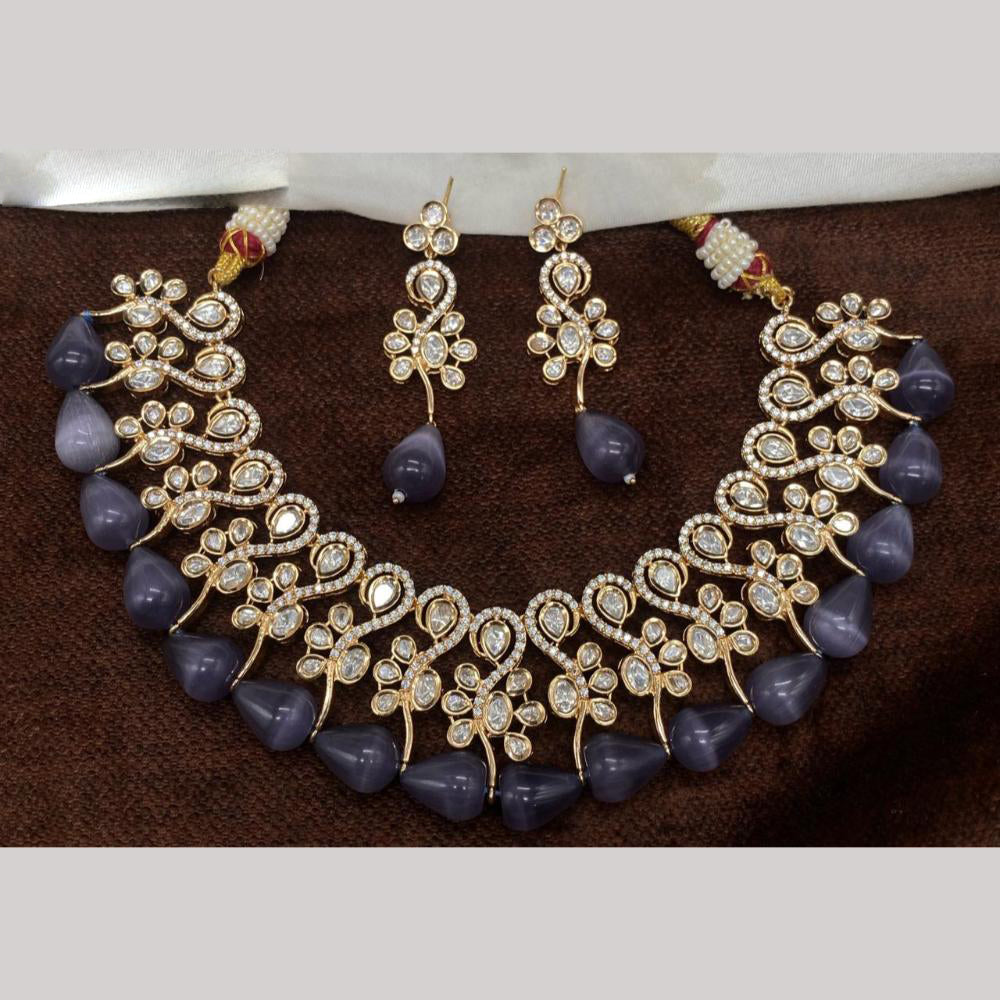 Amoliya Jewels Gold Plated Polki Kundan And Beads Necklace Set
