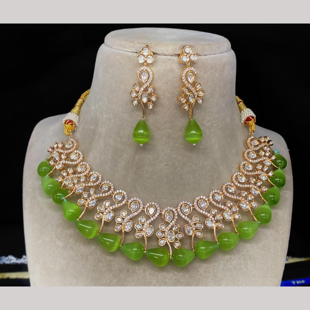 Amoliya Jewels Gold Plated Polki Kundan And Beads Necklace Set