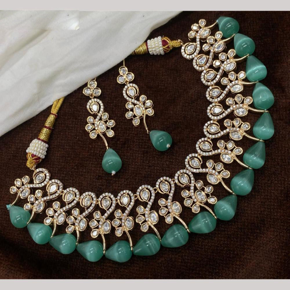 Amoliya Jewels Gold Plated Polki Kundan And Beads Necklace Set