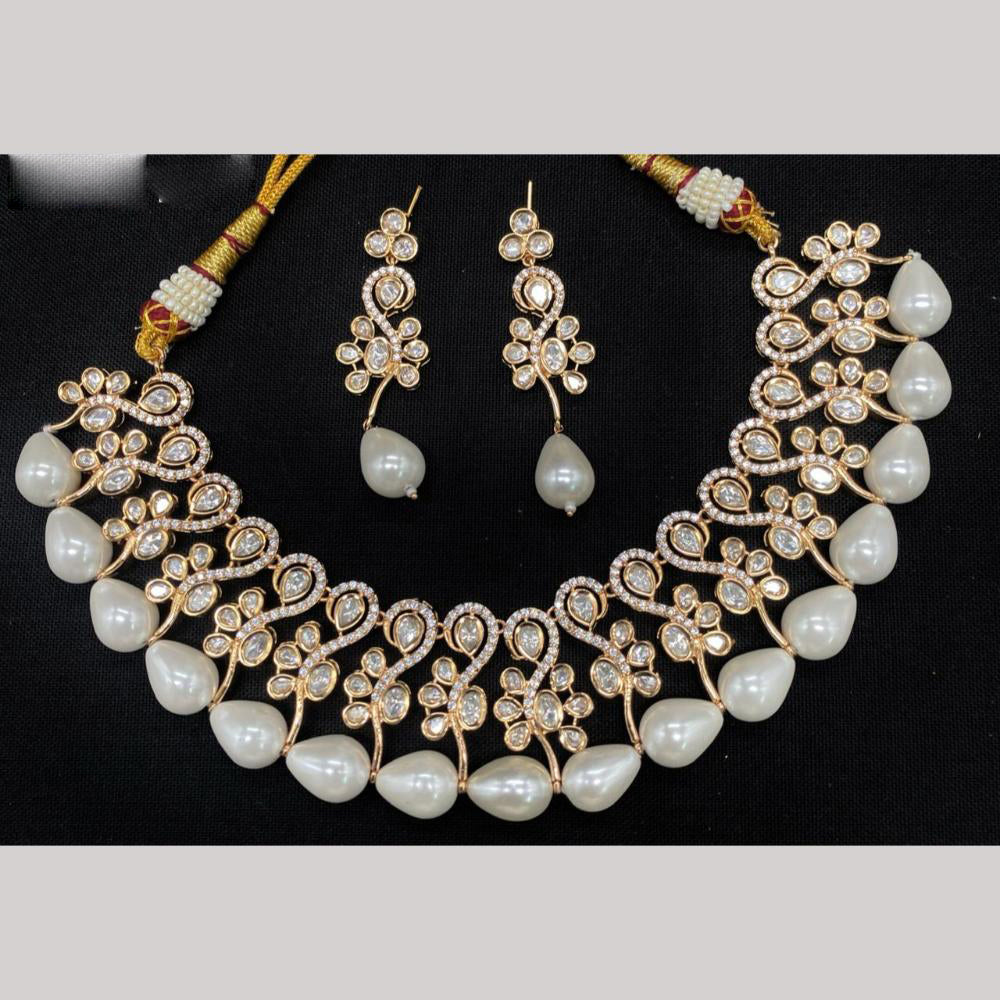 Amoliya Jewels Gold Plated Polki Kundan And Beads Necklace Set