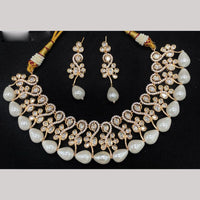Amoliya Jewels Gold Plated Polki Kundan And Beads Necklace Set