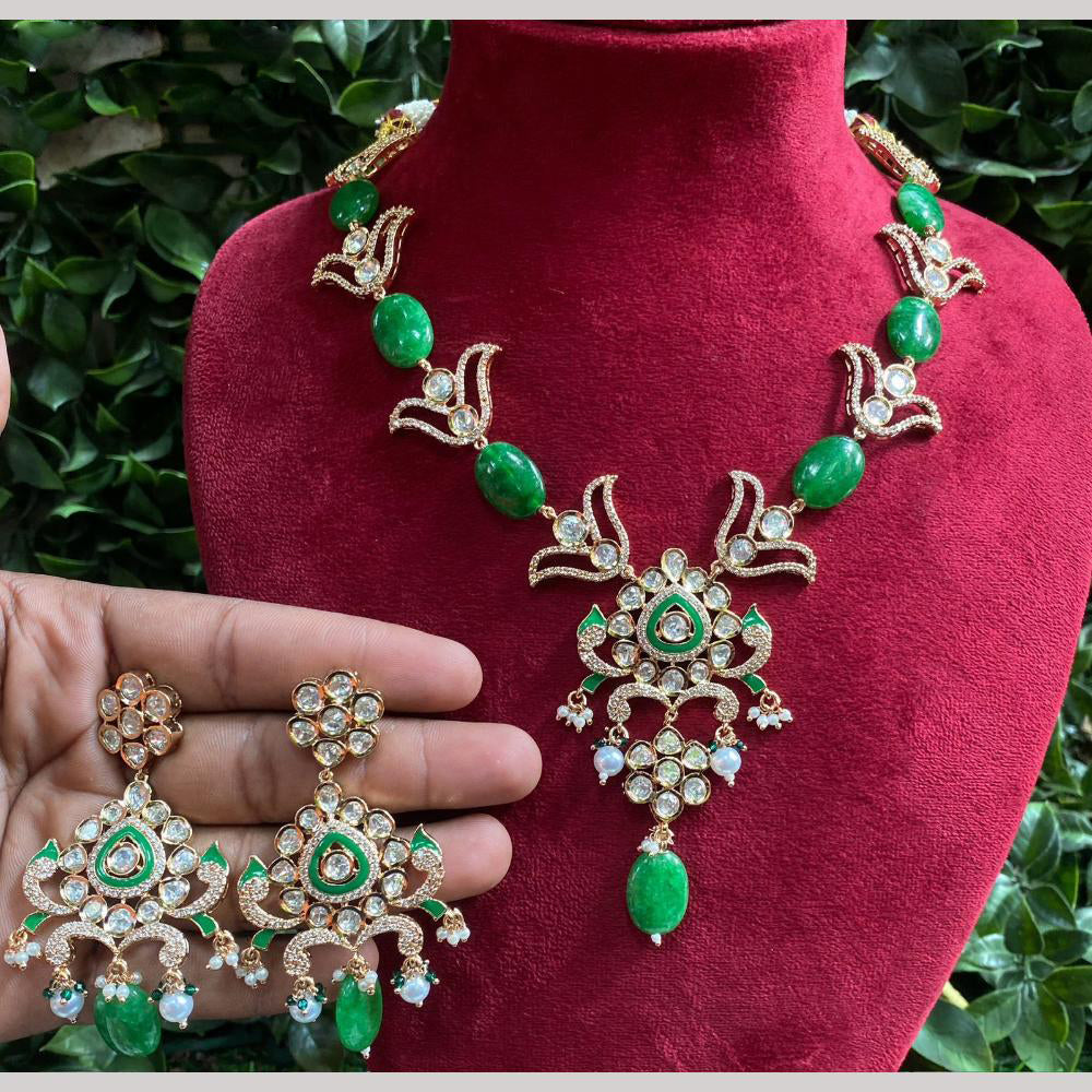 Amoliya Jewels Gold Plated Kundan And Austrain Stone Necklace Set