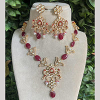 Amoliya Jewels Gold Plated Kundan And Austrain Stone Necklace Set