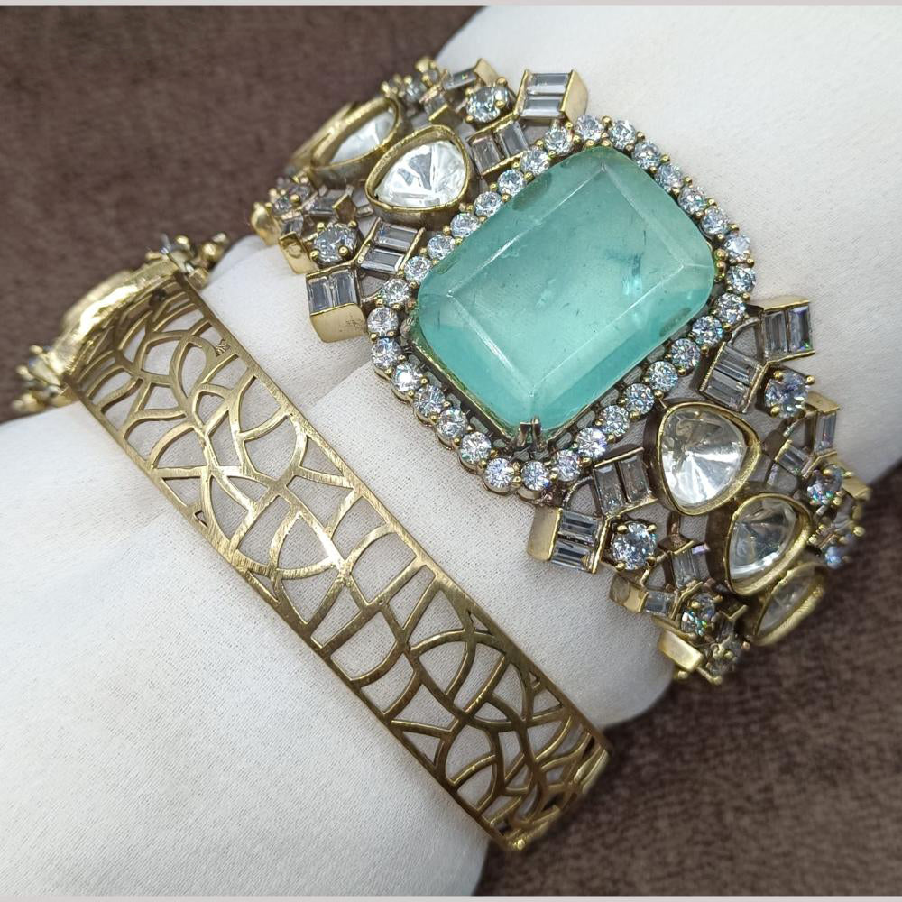 Amoliya Jewels Gold Plated Kundan Stone Kada