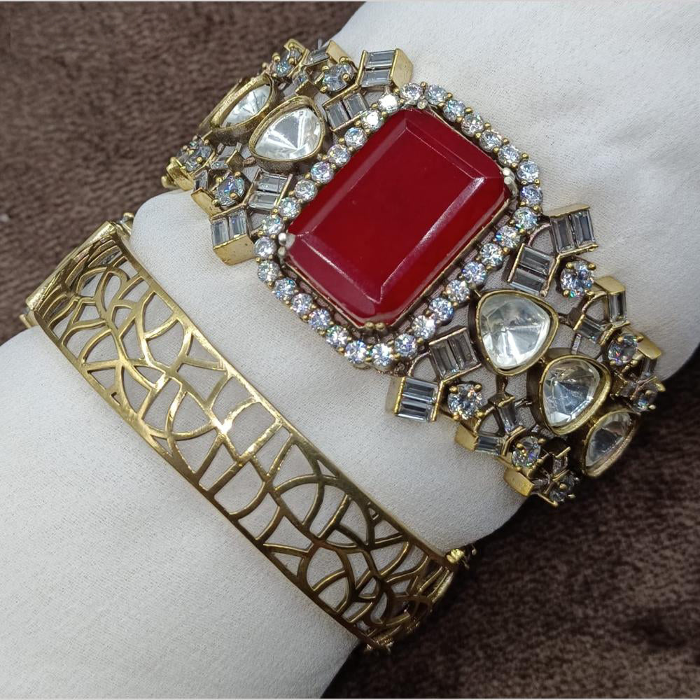 Amoliya Jewels Gold Plated Kundan Stone Kada