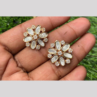 Amoliya Jewels Gold Plated Polki Kundan Stud Earrings