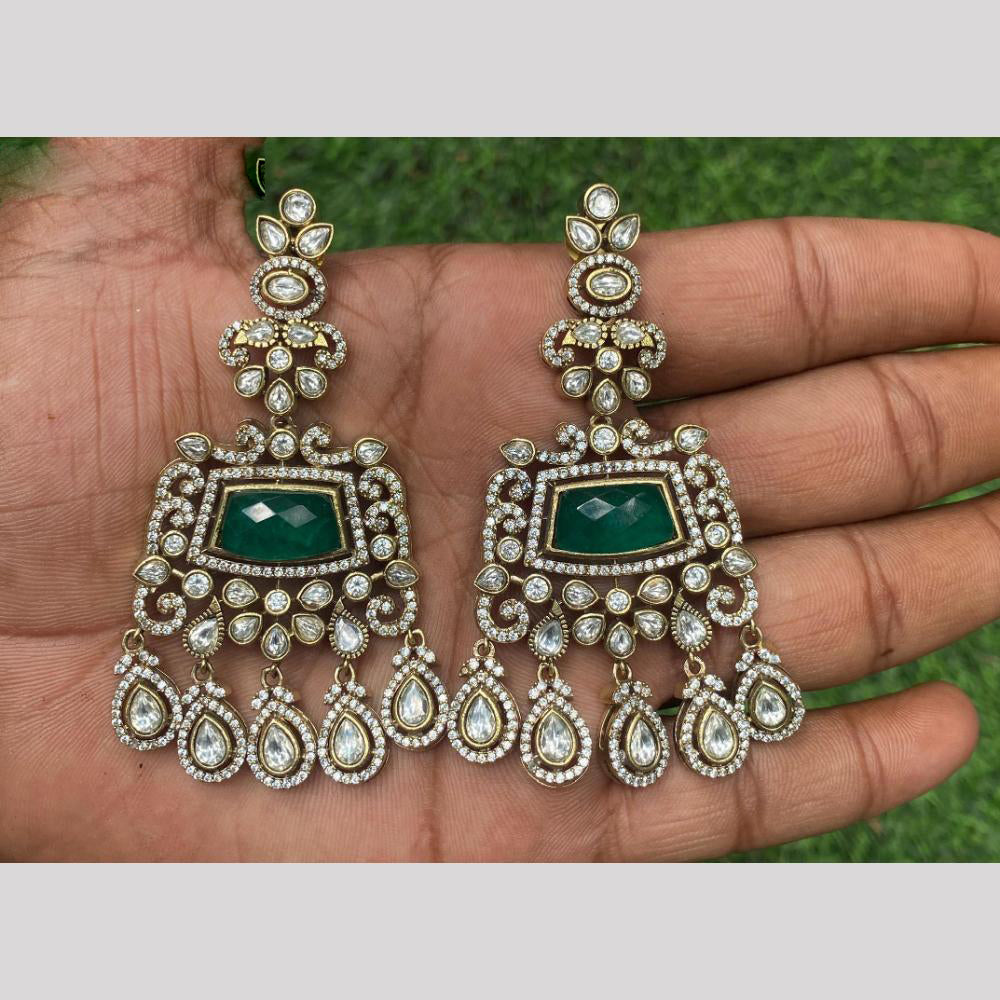 Amoliya Jewels Gold Plated Kundan And Austrain Stone Dangler Earrings