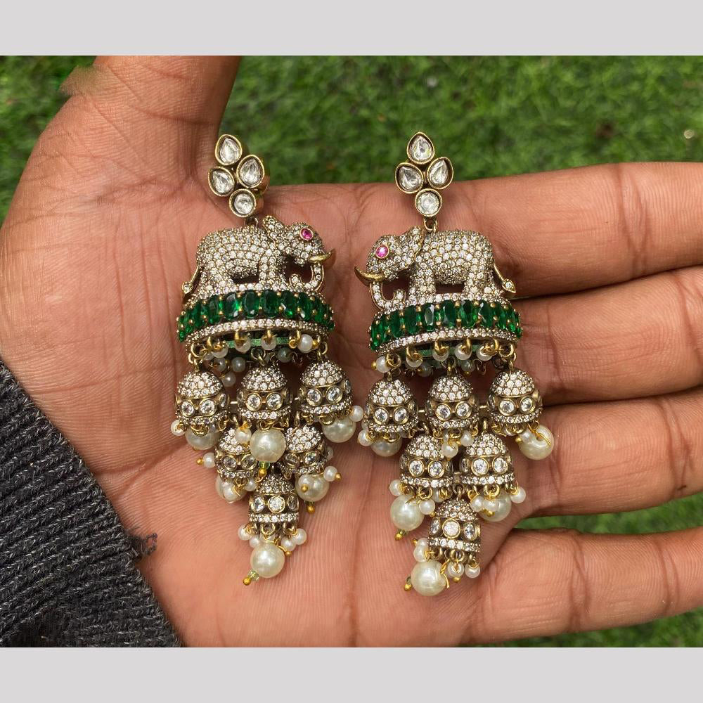 Amoliya Jewels Gold Plated Kundan And Austrain Stone Dangler Earrings