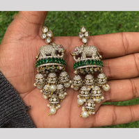 Amoliya Jewels Gold Plated Kundan And Austrain Stone Dangler Earrings 