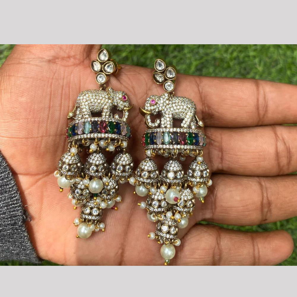 Amoliya Jewels Gold Plated Kundan And Austrain Stone Dangler Earrings