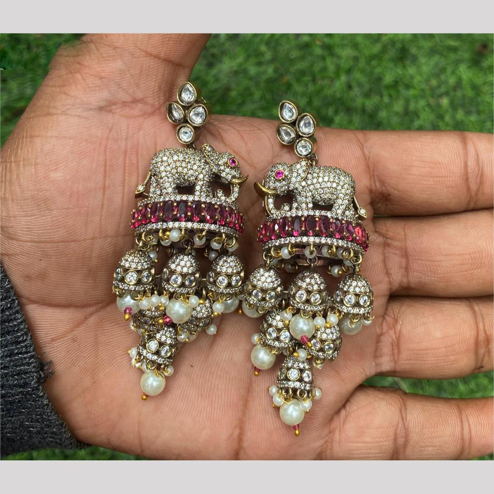 Amoliya Jewels Gold Plated Kundan And Austrain Stone Dangler Earrings