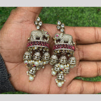 Amoliya Jewels Gold Plated Kundan And Austrain Stone Dangler Earrings