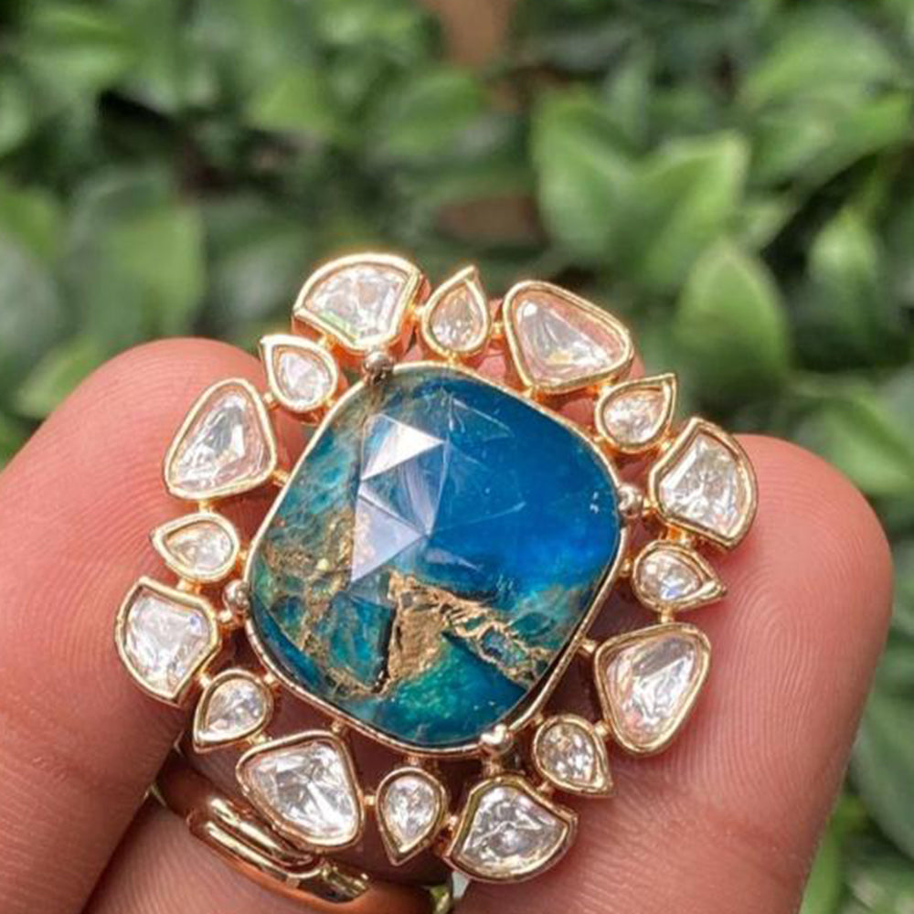 Amoliya Jewels Gold Plated Polki Kundan Rings