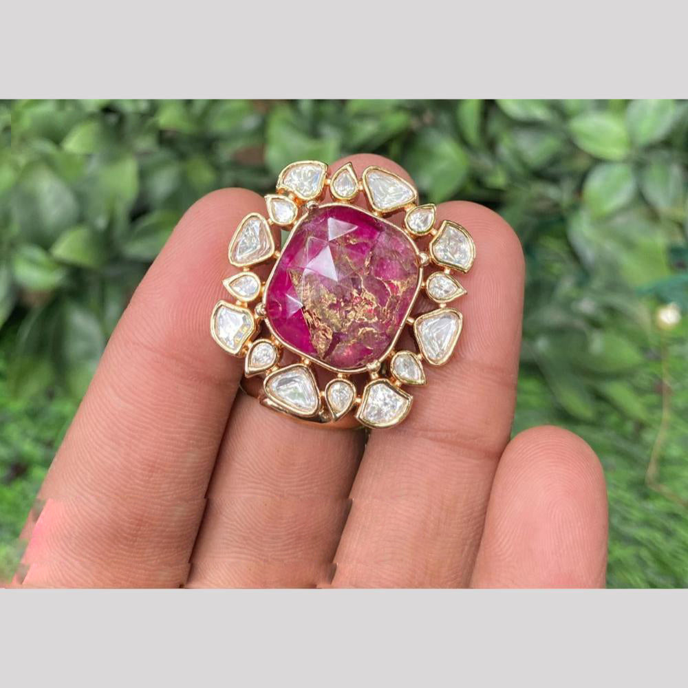 Amoliya Jewels Gold Plated Polki Kundan Rings