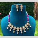 Amoliya Jewels Gold Plated Kundan And Pearls Necklace Set