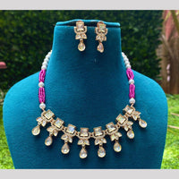 Amoliya Jewels Gold Plated Kundan And Pearls Necklace Set